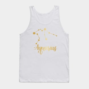 Aquarius Zodiac Constellation in Gold Tank Top